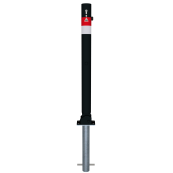 Barrier post | Black - Line |  76 mm | foldable, self-engaging lockto be fixed by plugs, | incl. base rosette, part-no. 470_60, approx. 400 mm below ground | with Euro profile cylinder lock and three keys